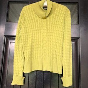 Relativity yellow green cable knit sweater, size L